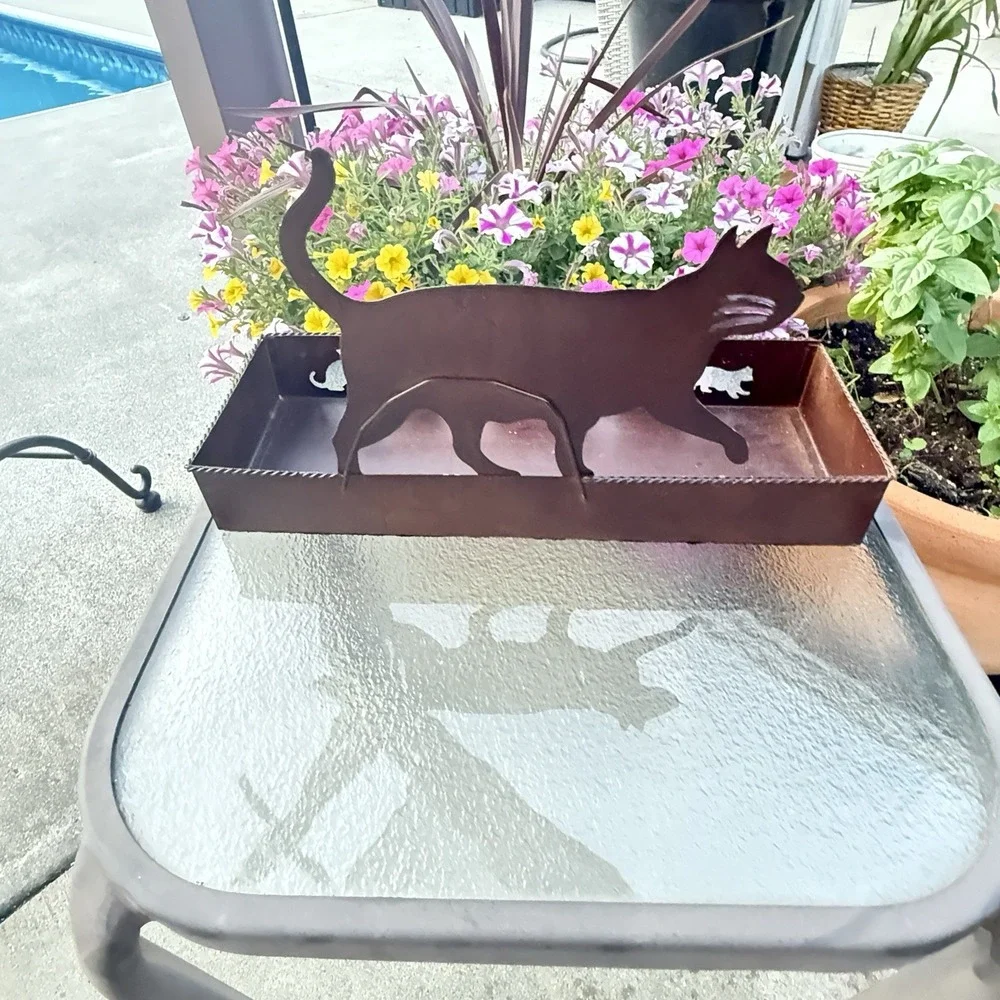 Metal Cat Shelf Sitter Wall Hanging Storage Planter Farmhouse Cottage